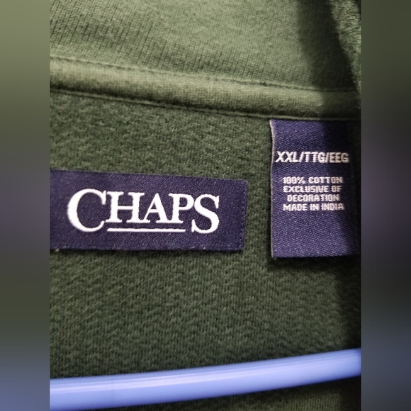 Chaps Men's Pullover, Quarter Zip, Hunter Green, XXL - Picture 2 of 3